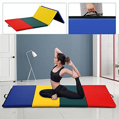 Folding Gymnastics Mat 6'X4'X2 Thick Tumbling Mats for Home Gym, Non-Slip  Portable Panel Exercise Mats with Carrying Handles for Kids Adults