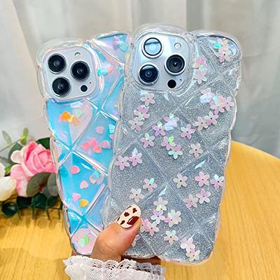 Teageo for iPhone 13 Pro Max Case Clear Cute Women Girls Glitter Pattern  Plating Phone Case Silicone Full Camera Protection Shockproof Bumper Back