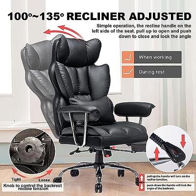 Adjustable Executive Office Recliner Chair with High Back and Lumbar Support-Black  