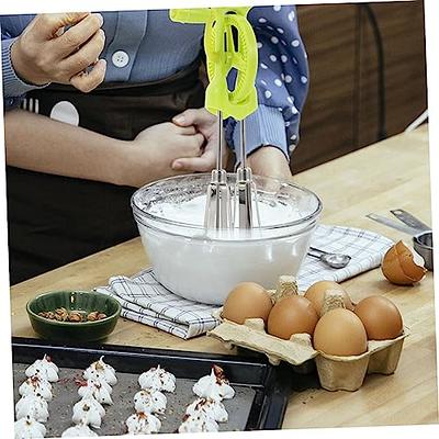 Egg Beater Mixer, Stainless Steel Rotary Manual Hand Whisk Egg Beater Mixer  Blender Kitchen Tools (White)