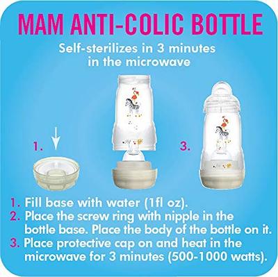 MAM Easy Start Anti-Colic Newborn Essentials, Slow Flow Bottles with  Silicone Nipple, Unisex, Designs May Vary, 5 Oz, 2 Count (Pack of 1)