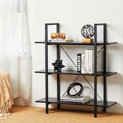 Ladder Bookshelf, 5 Tier Shelf Storage Organizer, Modern Book Shelf with  Metal Frame for Bedroom, Living Room and Home Office, Black