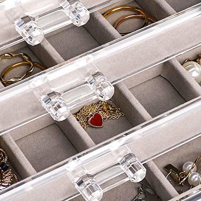 Frebeauty Extra Large Acrylic Jewelry Box for Women 5 Layers Clear Jewelry Organizer Velvet Earring Box with 5 Drawers Rings Display Case Necklaces