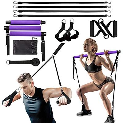 MALOOW Adjustable Pilates Bar Kit with Resistance Bands,Portable