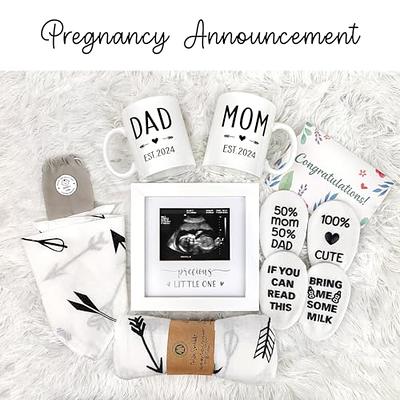 Pregnancy Gifts for New Parents Est 2024- New Mom Gifts Basket for  Pregnancy Announcement, Baby Shower - Mom & Dad Mugs, Decision Coin,  Ultrasound Frame, Swaddle Blanket, Bib, Socks - Yahoo Shopping