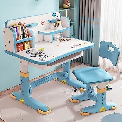 Costzon Kids Desk and Chair Set, Children Wooden School Learning Table  w/Drawer & Storage Cabinets, Student Writing Computer Workstation for  Bedroom 