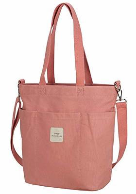  JIECH Canvas Tote Bag with Multi Pockets Crossbody