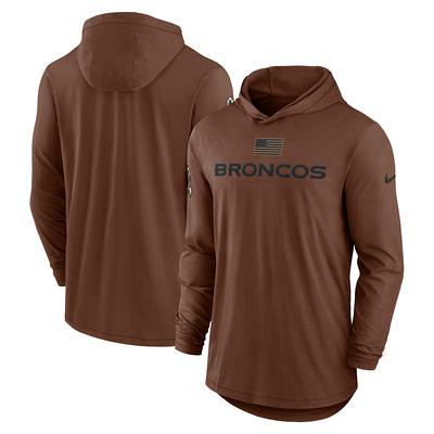 Men's Nike Brown Denver Broncos 2023 Salute to Service Lightweight Long Sleeve Hoodie T-Shirt Size: Large