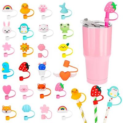 Straw Tips Cover Food Grade Silicone Straw Tip Reusable Drinking Straw Covers Plugs,Lids Adorable Dust-proof Straw Plugs for 6-8 mm Straws,Anti-dust