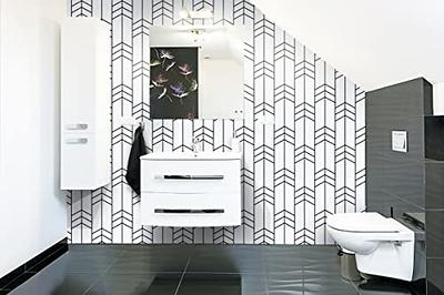 White Black Tiles Self Adhesive Contact Paper, Peel and Stick