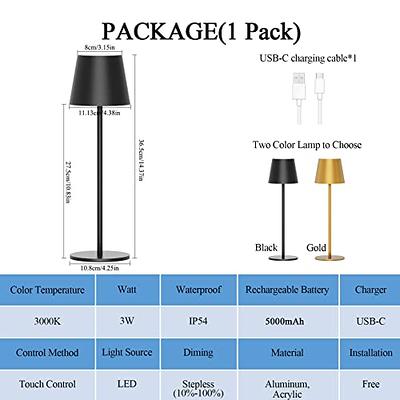 Ralbay 1 Pack Black LED Cordless Table Lamp, 5000mAh Rechargeable Battery  Lamp, Stepless Brightness Black Dining Table Lamps, IP54 Waterproof Battery  Powered Lamps Outdoor Cordless Table Lamps - Yahoo Shopping