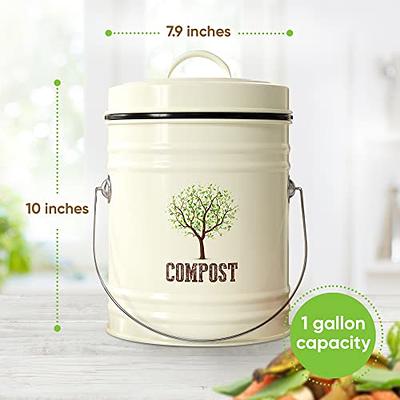 Hanging Kitchen Trash Can with Lid, Sapouni Small Compost Bin for  Countertop or Under Sink 1.05 Gallon/4L Wall-Mounted Kitchen Garbage Can  Stainless
