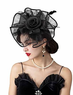  Zivyes Fascinators Headband Tea Party Hats for Women Royal  Wedding Hat Feather Mesh Hair Clip : Everything Else