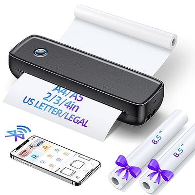  Portable Printer Wireless for Travel，Bluetooth Thermal Printer  Support 8.5 X 11 US Letter &Legal, A4&A5 Thermal Paper, Inkless Printer  Compatible with iOS, Android & Laptop for Office Car Home : Office