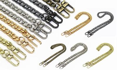 WEICHUAN 47 inch DIY Iron Flat Chain Strap Handbag Chains Accessories Purse Straps Shoulder Cross Body Replacement Straps, with Metal Buckles (Bronze)