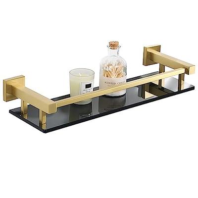 VOLPONE Bathroom Shelves Wall Mounted Glass Shelf for Bathroom Floating  Shelf Tempered Glass Black Bathroom Wall Organizer 2-Tier