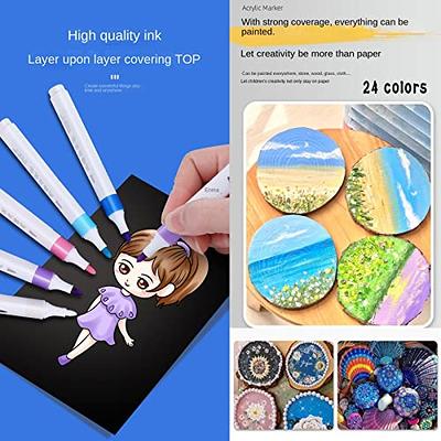  oranysty 24 colors Acrylic paint markers for school rock  painting,medium tip fabric markers permanent for  clothes,Wood,Canvas,Stone,Rocks,Glass,Ceramic Surfaces(24 color fabric  markers) : Office Products