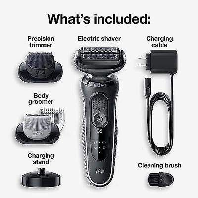 Wahl Groomsman Electric Shaver Rechargeable Wet/Dry Waterproof Electric  Razor for Cordless Men's Grooming - Lithium Ion with Long Run Time & Quick  Charge – Model 7063, Black