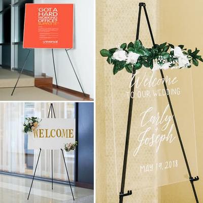 Folding Easels for Display, 2 Pack 63 Inch Metal Floor Easel Stand Tripod  Black Portable for Artist Poster Wedding with Carry Bag