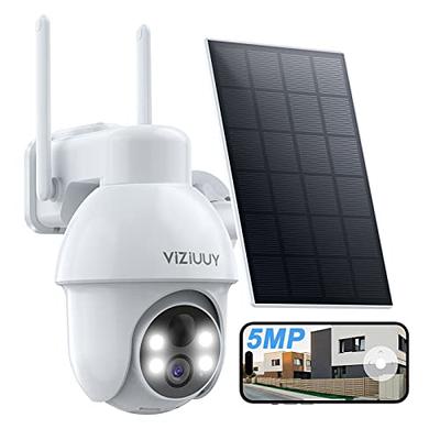 ieGeek 5MP Security Cameras Wireless Outside, Solar Camera Outdoor Wireless  WiFi 360° PTZ Battery Powered with Spotlight & Siren/Motion