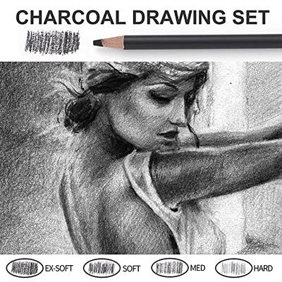LUCYCAZ Drawing Pencil Kit, Sketchbook with Charcoal Pencils and