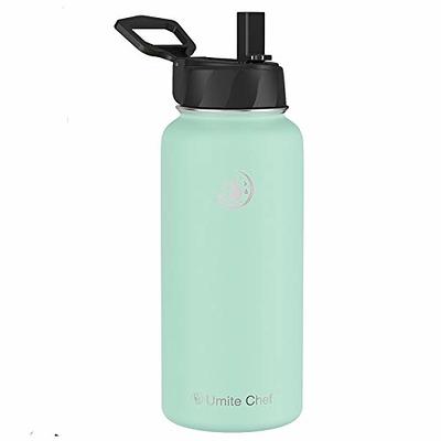 Umite Chef Water Bottle, Vacuum Insulated Wide Mouth Stainless-Steel Sports  Water Bottle with New Wide Handle Straw Lid,Hot Cold, 18 oz Double Walled  Thermos Mug(Mint Green) - Yahoo Shopping