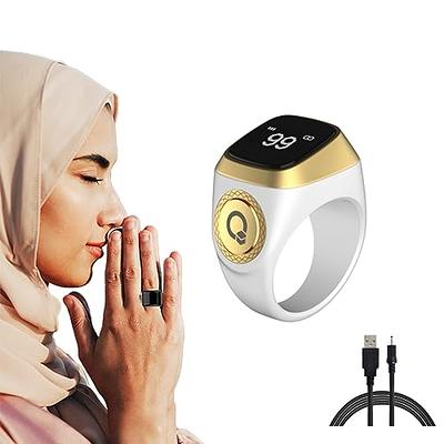  Smart Ring Counter for Men,Digital Tasbeeh Tasbih Finger  Counter Muslim Islamic Prayer Smart Rings Unisex Azan Alarm Clock Finger  Counter Gifts 5 Prayer Time Reminder Pray Trackers (Black, 18mm) 