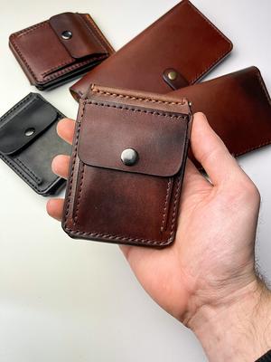 Money Clip Slim Wallet in Top Grain Leather