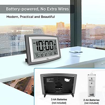 WallarGe Atomic Clock with Outdoor and Indoor Temperature - 12.5 Inch  Self-Setting Digital Clock Large Display, Battery Operated Wall Clocks or  Desk Clocks for Bedroom, Livingroom, Office - Yahoo Shopping