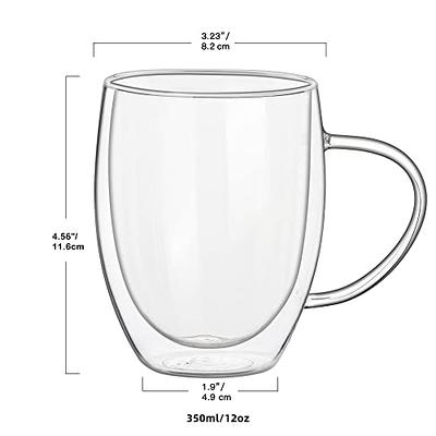 Glass Coffee Mugs with Handle 12oz/350ml Double Wall Crystal Tea