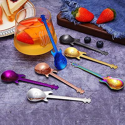 Guitar Coffee Teaspoons,16 Pcs Stainless Steel Musical Coffee Spoons  Teaspoons Mixing Spoons Sugar Spoon(Silver)