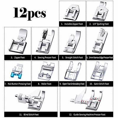 12 Pieces Sewing Machine Presser Foot Set Sewing Machine Spare Parts  Accessories Multifunctional Sewing Foot Presser for Most Sewing Machines -  Yahoo Shopping