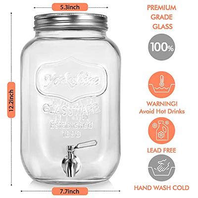 2 Gallon Glass Beverage Dispenser with 18/8 Stainless Steel Spigot -  100%Leak Proof - Wide Mouth Easy Filling - Drink Dispenser Beverage For  Outdoor, Parties and Daily Use 