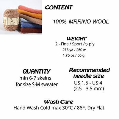 TEHETE Merino Wool Yarn for Knitting 3-Ply Soft Crochet Yarn color Pink