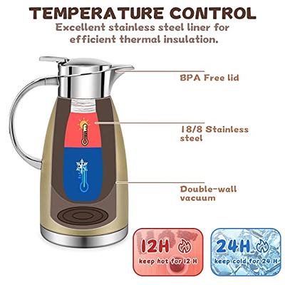 68oz Coffee Carafe Airpot Insulated Thermos Urn Stainless Steel Vacuum  Thermal Pot Flask for Hot Beverage / Water, Tea - Keep 12 / 24 Hours Hot /  Cold