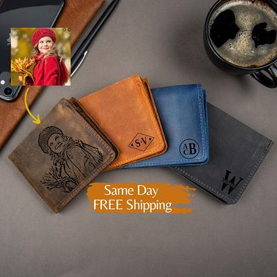  Personalized Engraved Monogrammed Mens Leather Wallet