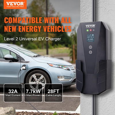 GEARZAAR EV Charger Level 2 16A Portable Electric Car Charger 20Ft Cable  100V-240V Timing Delay Function EVSE SAE J1772, Waterproof, Type 1 EV Home