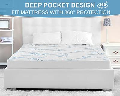 Bamboo Mattress Protector King Size - Breathable Waterproof Mattress Cover-Hypoallergenic  - Fitted Cover with Cooling Fabric - Pillow Top Mattress Pad Deep Pocket 