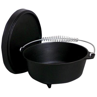 MasterPRO BBQ 7 qt. Oval Cast Iron Covered Dutch Oven, Black