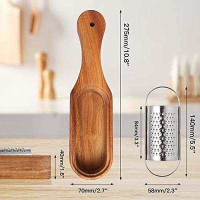 Stainless steel cheese grater, acacia wood cheese grater box