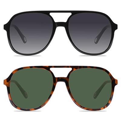 YDAOWKN Retro Square Aviator Sunglasses for Womens Mens Vintage 70s Double  Bridge Sun Glasses - Yahoo Shopping