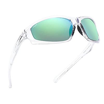 JFXQDR Sports Wrap Around Polarized Sunglasses for Men Women, Cycling  Running Fishing Sun Glasses UV400 Protection RFS8202 (Clear Frame Mirrored  Green Lens) - Yahoo Shopping