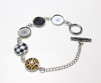 25mm Adjustable Floating Locket Bracelet / Glass Locket / Memory Locket Stainless Steel Black