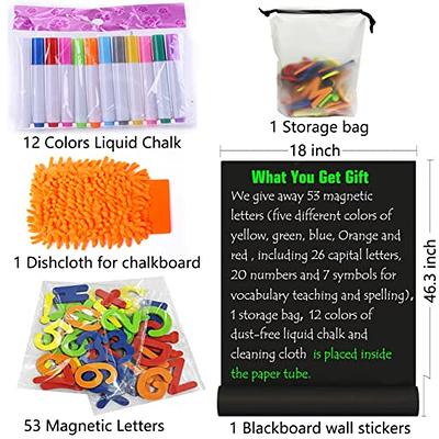  Magnetic Chalkboard Contact Paper 48x17.4 Inch Self Adhesive  Magnet Wallpaper with 10 Neon Liquid Markers, Non-porous Magnetic Boards  for Alphabet Learning, Toddlers Kids Writing Board, Playroom Decor : Office  Products