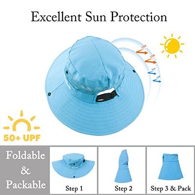 Women Sun Hats UV Protection Wide Brim Foldable Ponytail Hole Beach Hats  with Neck Cover for Gardening (Beige) at  Women's Clothing store