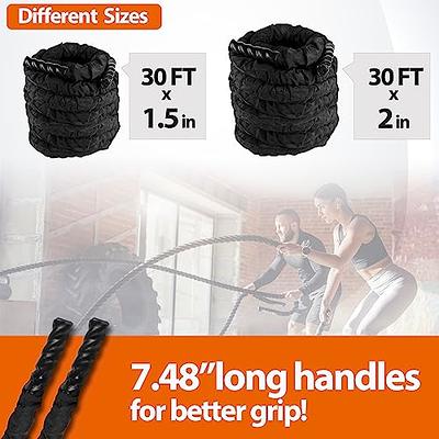 Yes4All Battle Rope 1.5/2 Inch Diameter Poly Dacron 30, 40, 50 Ft Length  Workout Rope 