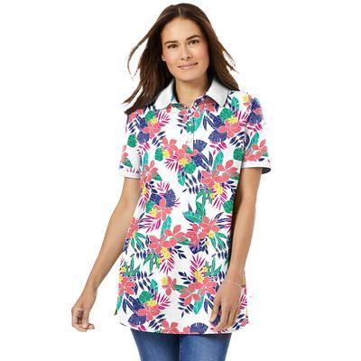 Plus Size Women's Perfect Printed Short-Sleeve Polo Shirt by Woman ...