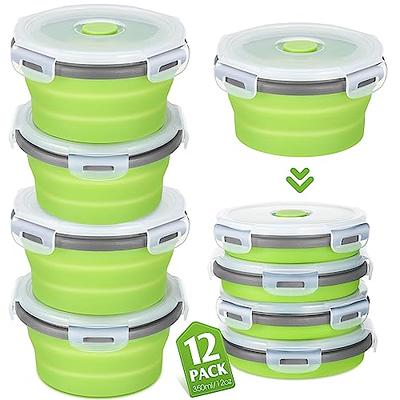 Dandat 12 Pack Silicone Collapsible Food Storage Containers 12 oz