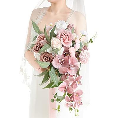 Ling's Moment 15 Inch Blush Artificial Flowers Bridal Bouquet, Wedding  Bouquets for Bride, for Wedding Ceremony and Anniversary