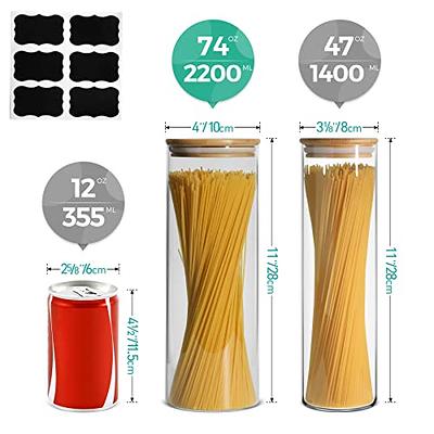 ComSaf Airtight Glass Food Storage Jars Set of 3, Clear Glass Food Storage  Container with Sealing Bamboo Wooden Lid, Stackable Spice Jar, Kitchen